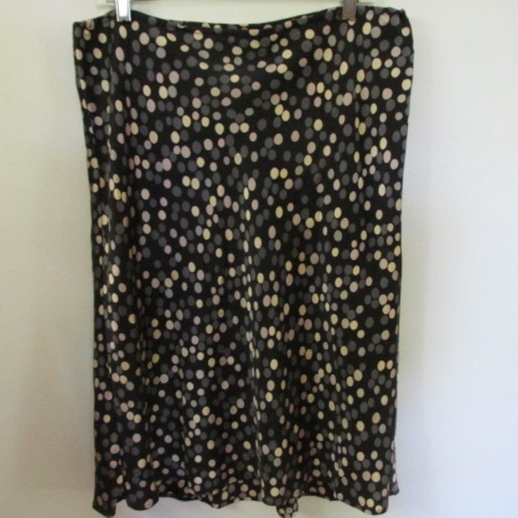 Allison Taylor Flared Polka Dot Silk Skirt, Size XL - Picture 2 of 5